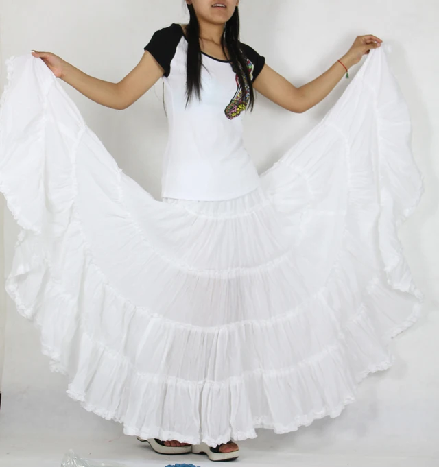 Strap Attack Porn Long White Cotton Skirt