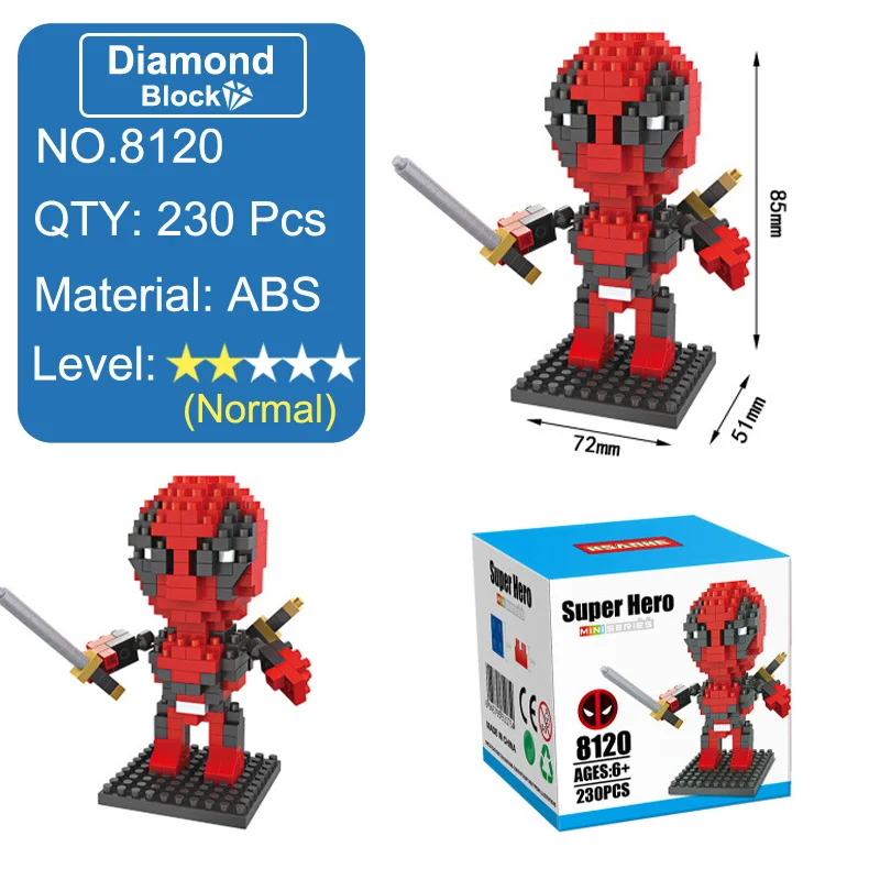 Spiderman Deadpool Venom Action Figure Model Toy Super Hero Groot Children Bat Man Blocks Building Boyfriend Gift - super hero abs roblox