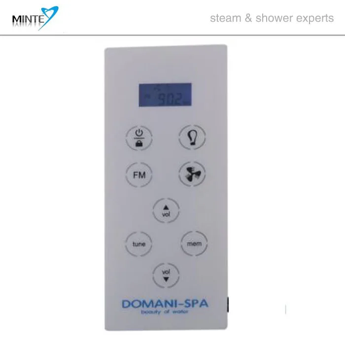 

white induction style shower FM radio with CE certification, shower controller with 12V transformer