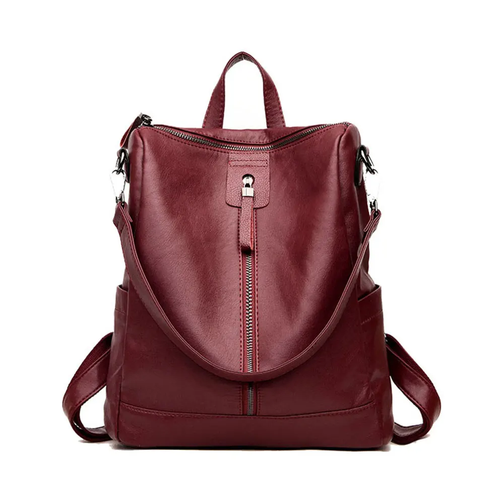 

Fashion Multifunction Women Backpack High Quality PU Leather School Bags for Teenager Girl Casual Shoulder Bag Sac A Dos Femme