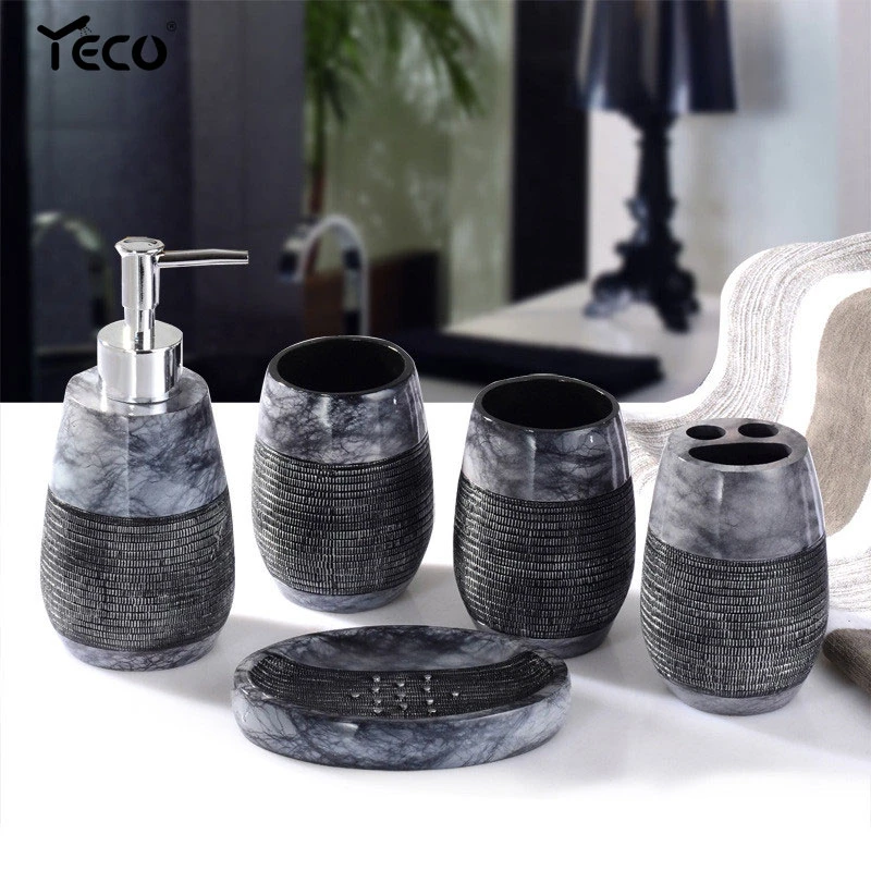 Beautiful Solemn Bathroom Set Rustic Bathroom Accessories Sets Wedding Gift Soap Dispenser Pump Shampoo Bottle 5pcs Set Bathroom Accessories Sets Aliexpress
