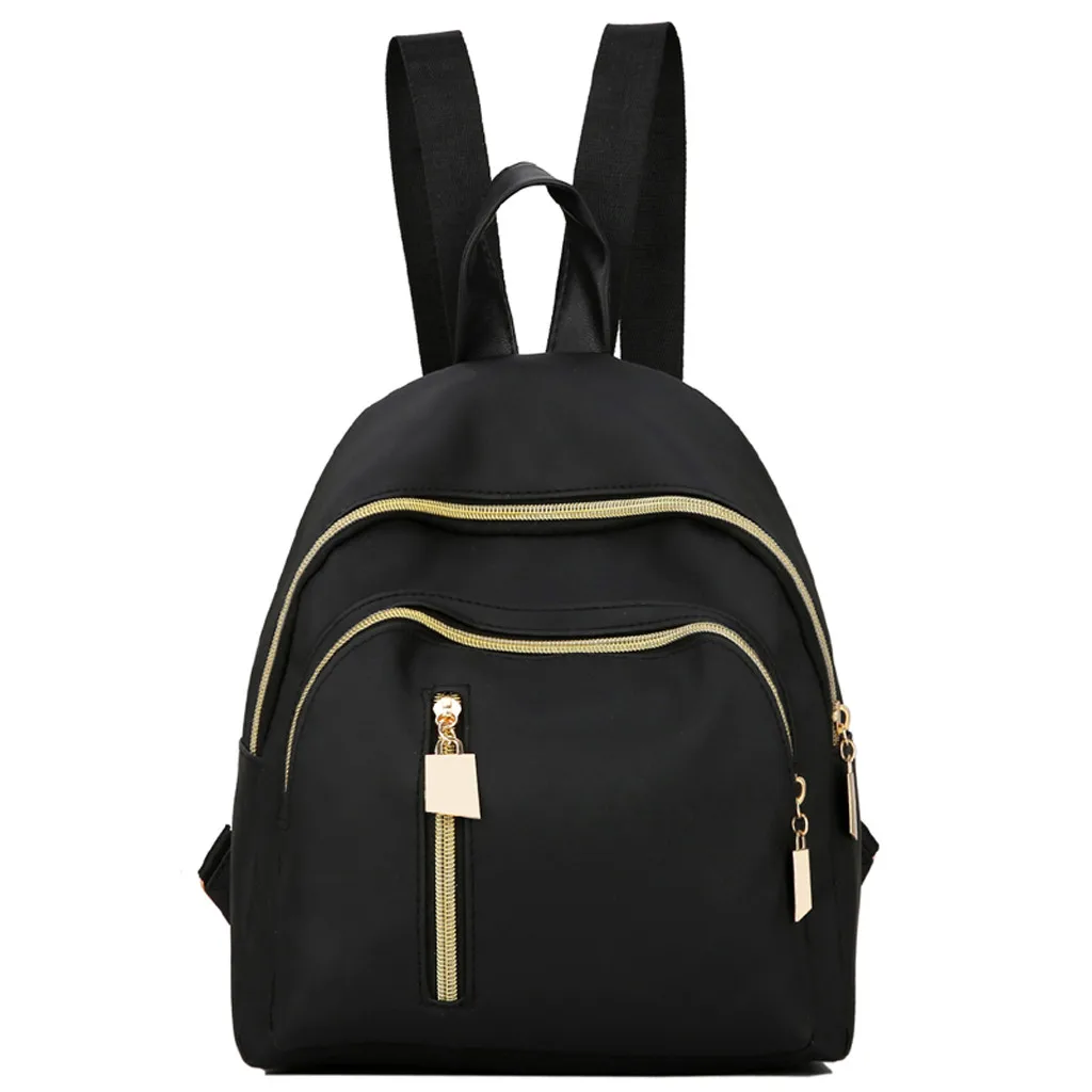 Mochila multifunción de Color sólido para mujer, bolso de hombro, informal, Doble cremallera hombro