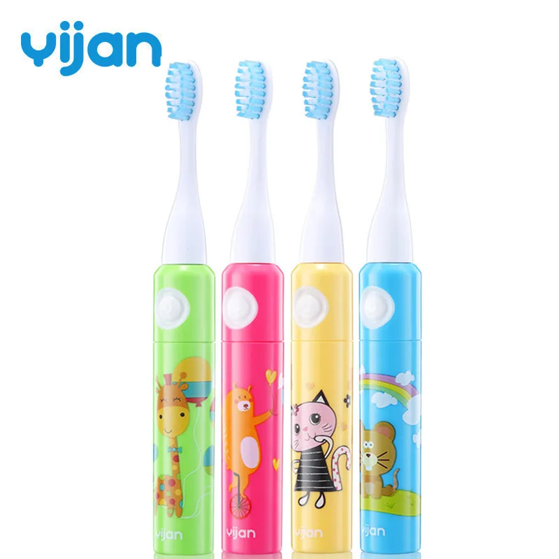 

Electric toothbrush for children kids Waterproof Soft bristles 3 brush heads battery operation Designed for 3 years Yijian T3s