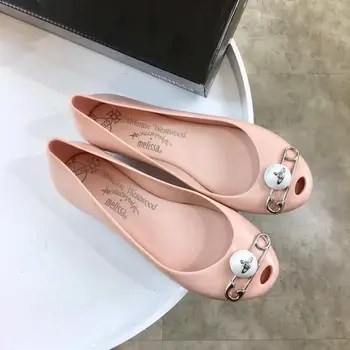 

High Quality 2019 New Melissa Women Jelly Shoes With Pearl Flat With Melissa Adulto Sandals Ladies Summer Shoes
