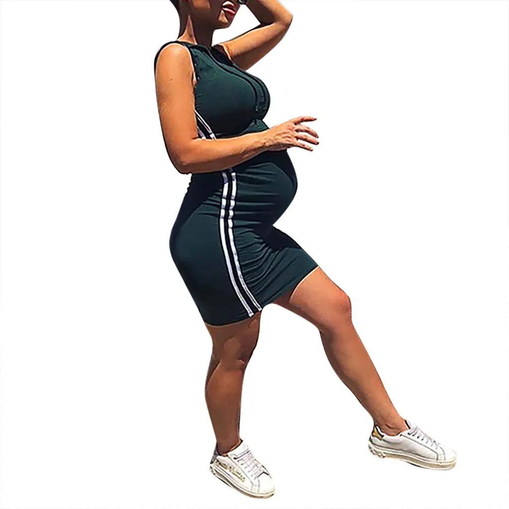 

Womens Maternity Dress Sexy Fashion Sleeveless Stripe Casual Buttock Pregnant Dress Maternity Gown 2019 Ropa Premama Embarazadas