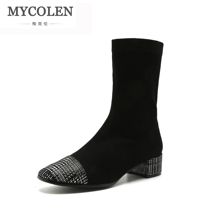 MYCOLEN/Женская обувь из натуральной кожи женские Ботинки на каблуке Мягкие