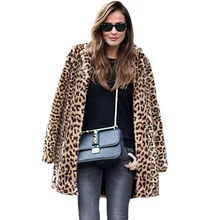 Осенне-зимняя женская куртка с леопардовым принтом из искусственного меха, длинное пальто с леопардовым принтом, куртка с длинным рукавом, парка, верхняя одежда для женщин