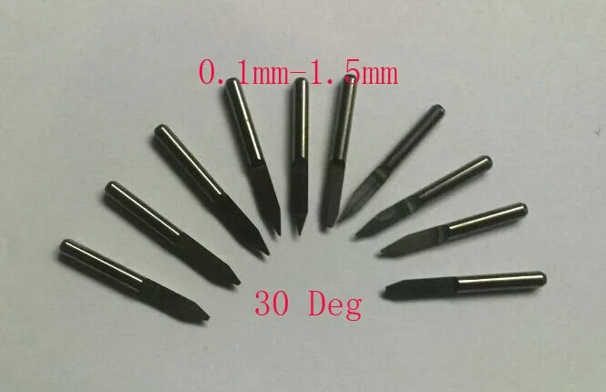 

10PCS/SET Complete Kit Carbide PCB CNC Engraving V Bits 30 Deg 0.1mm~1.5mm Free Shipping