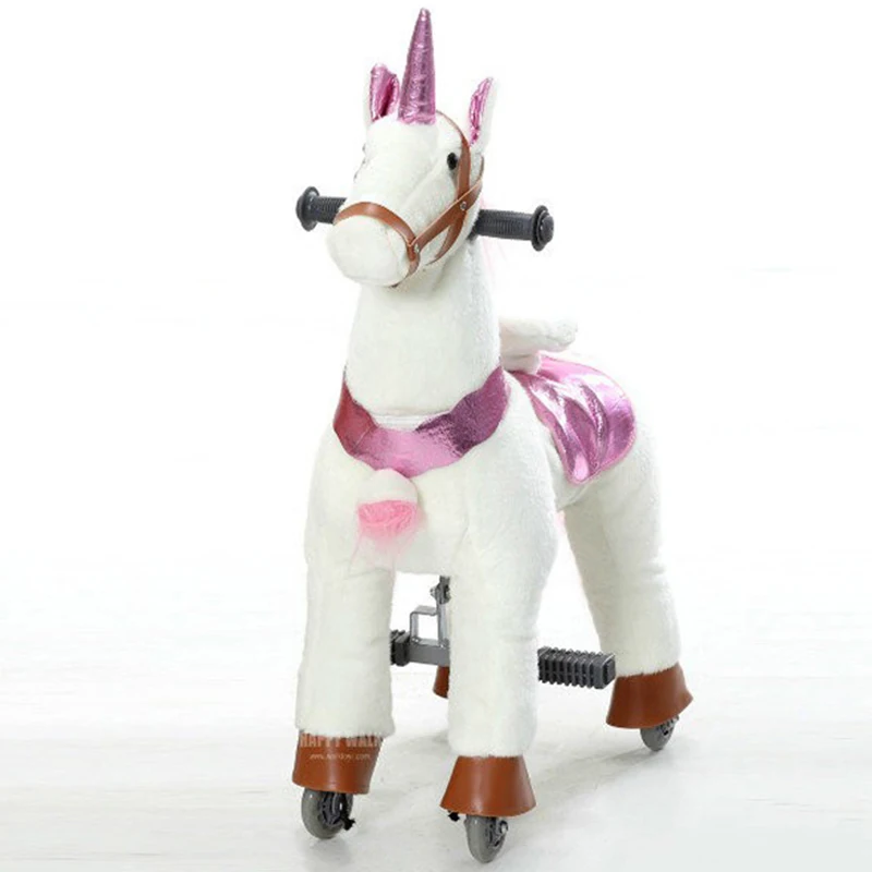 Plush Walking Ride on Horse Toy with Stable Animal Unicorn Ride Children Christmas Gift Outdoor Playground Racing Horse for Sale