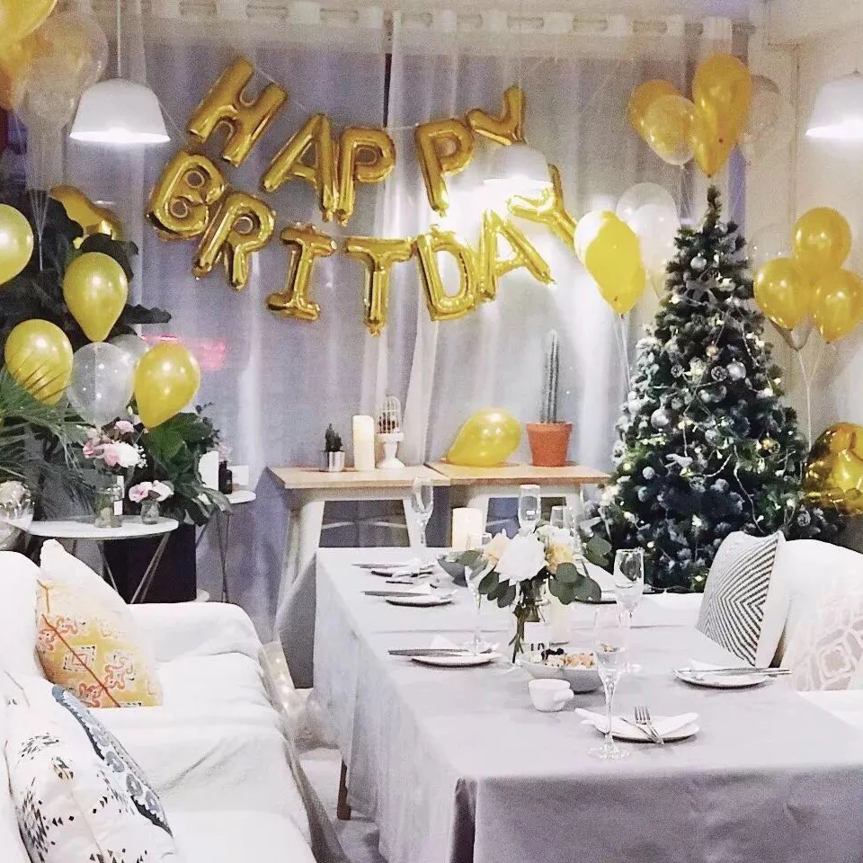 Happy Birthday Balloon Gold Decorate