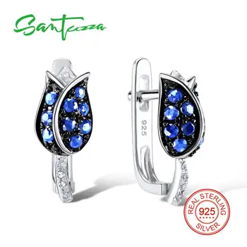 SANTUZZA Silver Earrings For Women 925 Sterling Silver Stud Earrings Silver 925 with Stones Cubic Zirconia brincos Jewelry