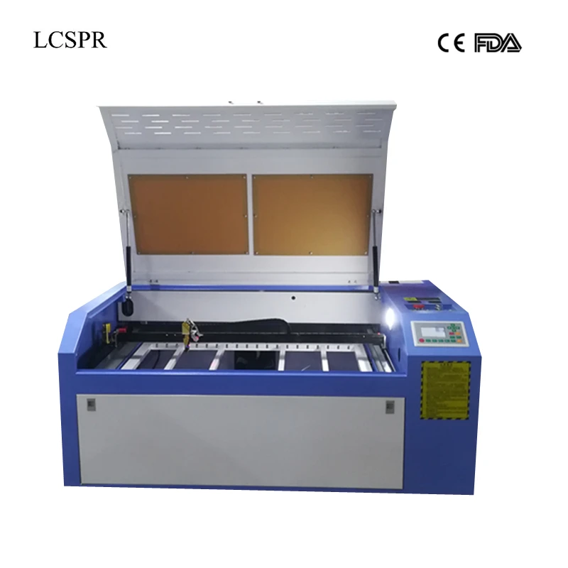 

100W CO2 6090 laser cutting machine with Ruida mainboard and linear rail guide laser cutter with cw3000 water chiller and rotary