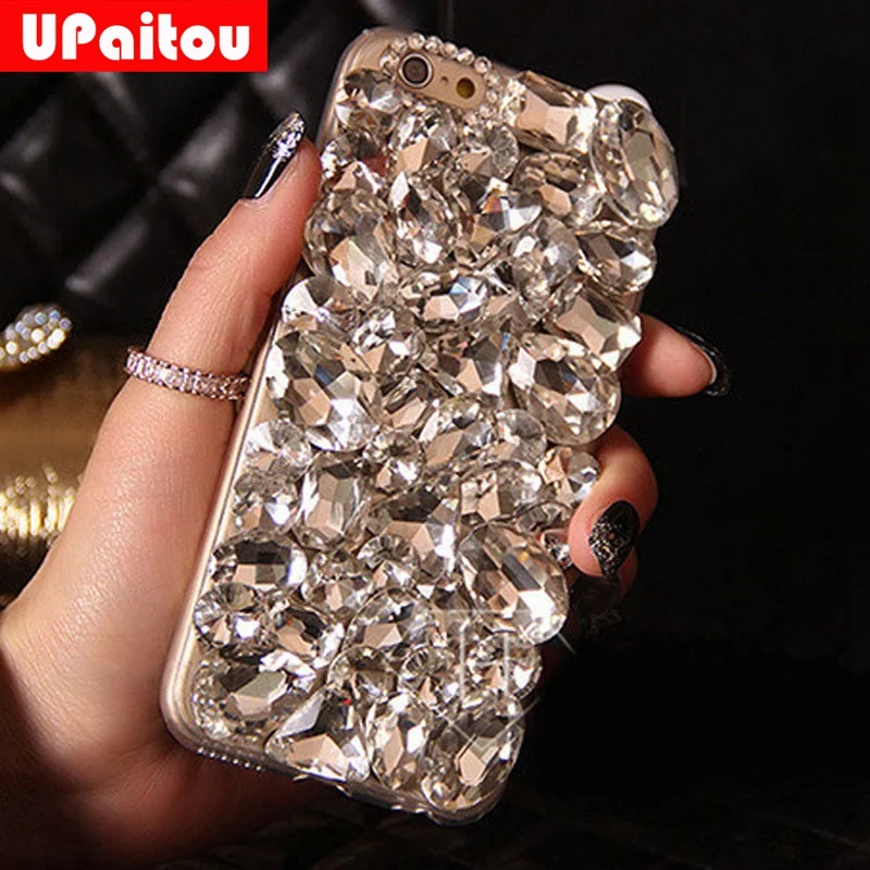 

UPaitou DIY 3D Luxury Bling Crystal Rhinestone Back Case for Samsung Galaxy S8 S5 S6 S7 Edge Plus Note 4 5 Diamond Case Cover