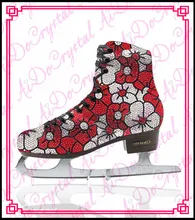 Aidocrystal 2015 hot sale flower pattern crystal whole cold resistant ice skates shoes lady figure skating