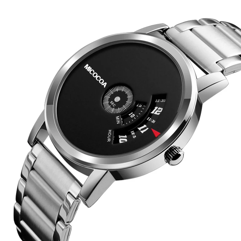 

New Creative Rotation Turntable Men Watches Stainless Steel Bracelet Quartz Sport Watch male Student Disk Dial Relogio Masculino