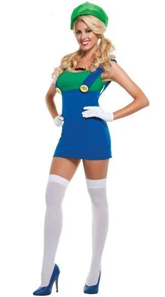 Xxxxl, xxxl, xxl размера плюс, zy593, женский костюм Супер Марио, Братья Луиджи, водопроводчик, Марио, женский костюм, Марио и костюмы персонажа Луиджи - Цвет: plumber