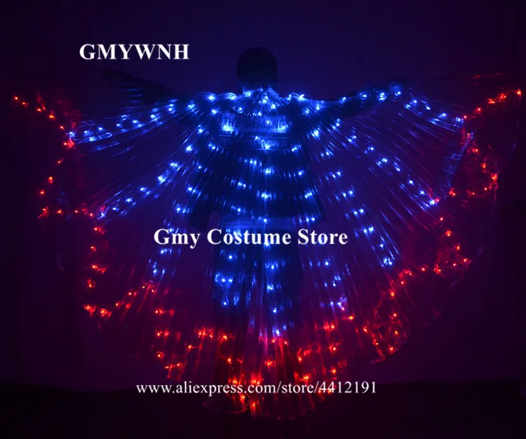 M90 Belleydance носит RGB led плащ красочный свет костюм dj Светящиеся Крылья бар для