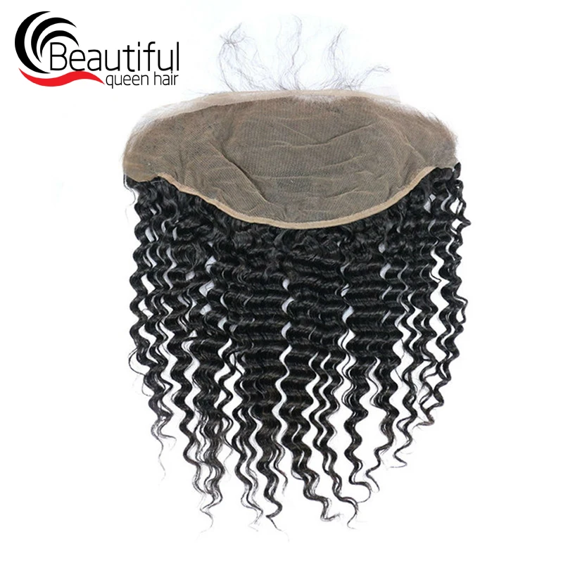 13x6 Lace Frontal Brazilian Deep Wave Virgin Hair Natural hairline Free Part Swiss Lace Natural Color 10-20