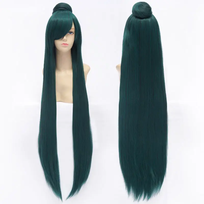100 см длинные темно-зеленые Сейлор Мун Сейлор Плуто Meiou Setsuna косплей парик со съемным пучком синтетические волосы парики+ парик колпачок
