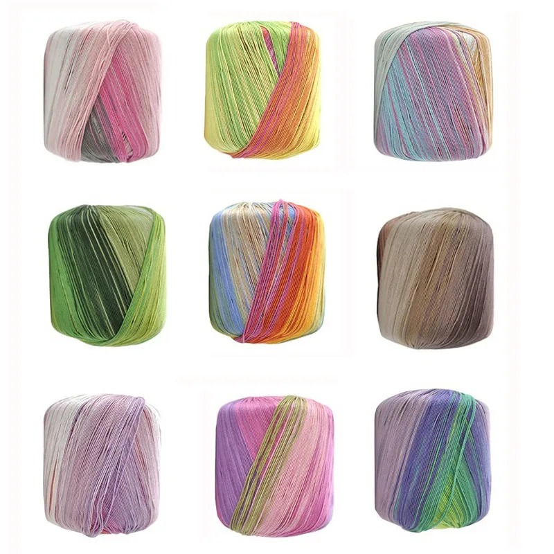 100 Cotton Lace Yarn Handmade Crochet Hook Yarn Colorized Lace Thread