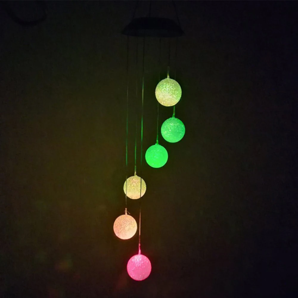 Discount Solar-powered Outdoor Wind Bell Light Spiral Spinner Light Mobile Wind Chime  Solar LED Light Outdoor Hanging Decoration Lamp 7