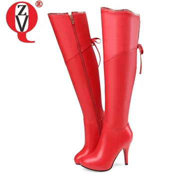 

ZVQ shoes woman winter warm new fashion sexy genuine leather round toe over knee boots super high heels zip shoes drop shipping