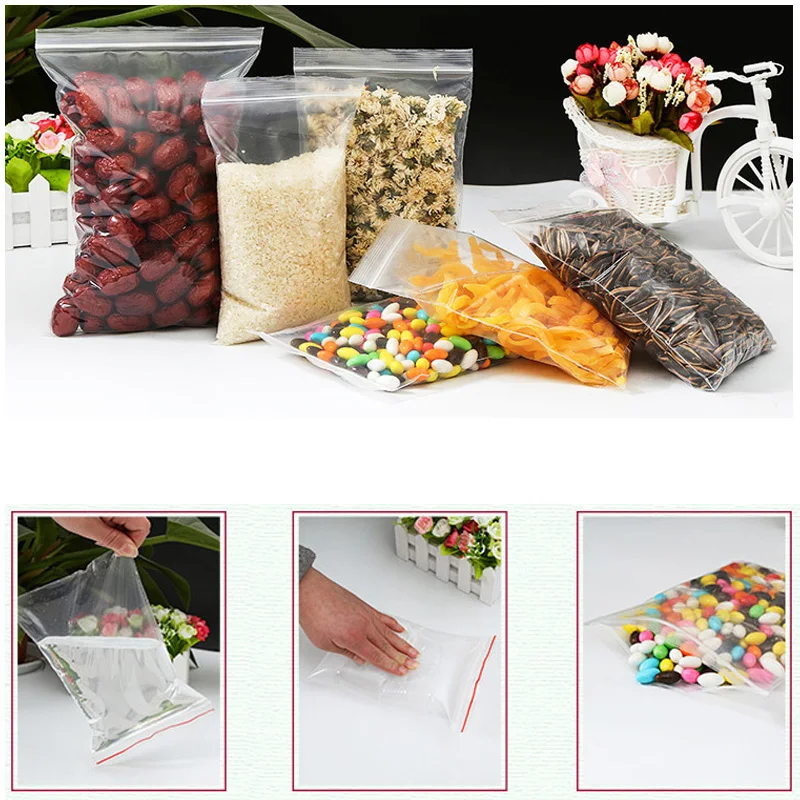 

100pcs /500pcs Grip Seal Bags Resealable Clear Plastic Bag Zip Lock Polythene Storage Bags Packaging Bags Jewelry Pouch