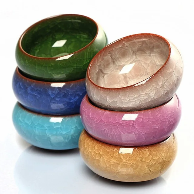 

Chinese Kung Fu TeaCup Characteristics Colored Ceramic Glaze Tea Set ice crack Cup 6 pcs Carp Purple Clay Tea Cups