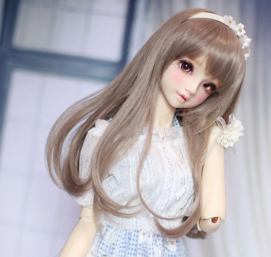 D01-P420 children handmade toy 1/3 1/4 1/6 Doll Accessories BJD/SD doll wig Linen gray brown long hair 1pcs