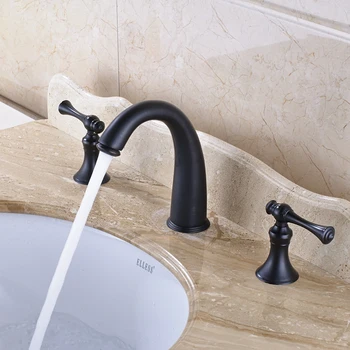 

Traditional Solid Brass Countertop Bathroom Sink Faucet Double Handles Mixer Tap Oil Rubbed Bronze
