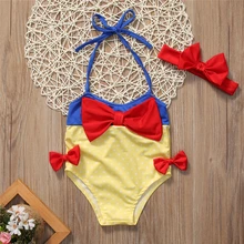 Детский бикини для маленькой девочки, костюм с бантом и высокой талией, купальный костюм, купальный костюм, Раздельный купальник из двух предметов, купальный костюм