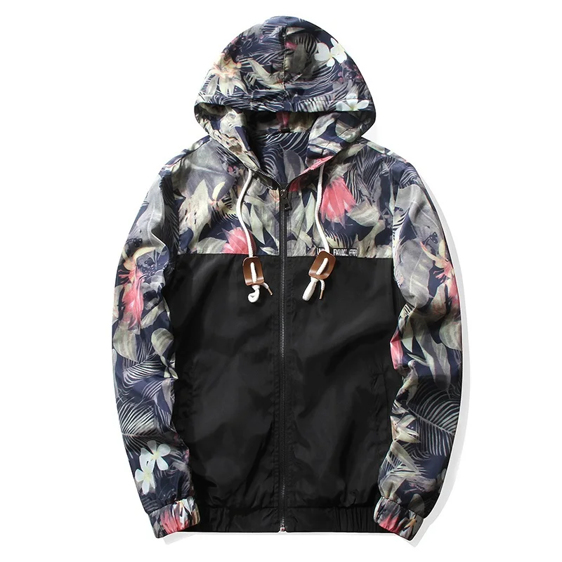 

2018 New Famous Brand Fahion Floral Bomber Jacket Men Hip Hop Slim Fit Flowers Pilot Bomber Jacket Coat Men's Hooded Jackets