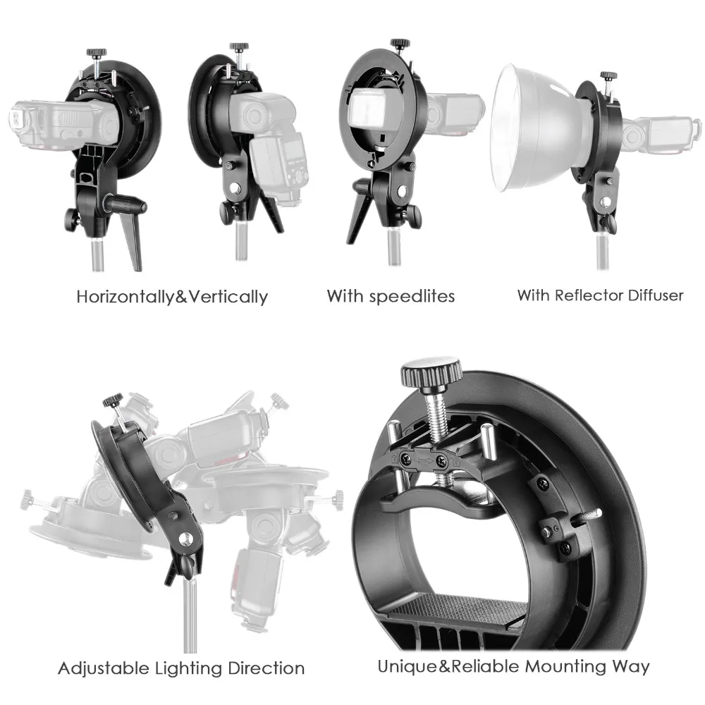 Держатель кронштейна Neewer 2 шт. s-типа с креплением Bowens для вспышки Yongnuo Speedlite Snoot Softbox beauty dish отражатель