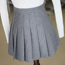 Новинка года; сезон осень-зима; Корейская версия; для отдыха; для колледжа; для девочек; серый цвет; тонкая плиссированная юбка