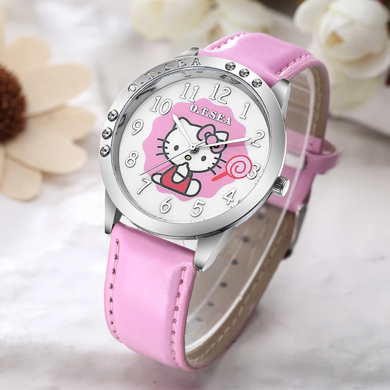 

Hot Sales O.T.SEA Brand Cute Candy Leather Cartoon Watch Children Girls Women Crystal Dress Quartz Wristwatch Relojes Mujer