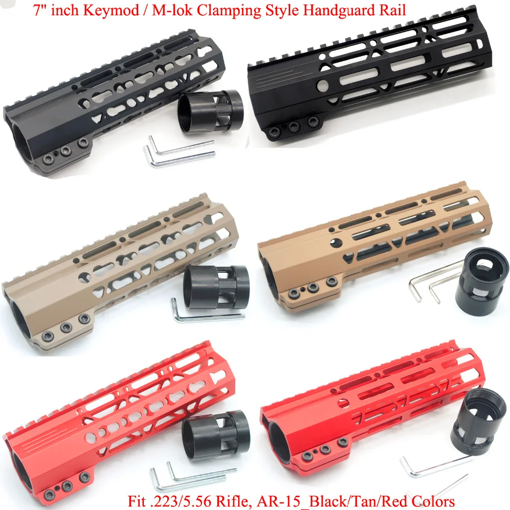 Aplus 7 ''дюймовый зажимной стиль Keymod/M-lok Handguard Rail Free Float Picatinny Mount System_Black/Red/Tan Fit