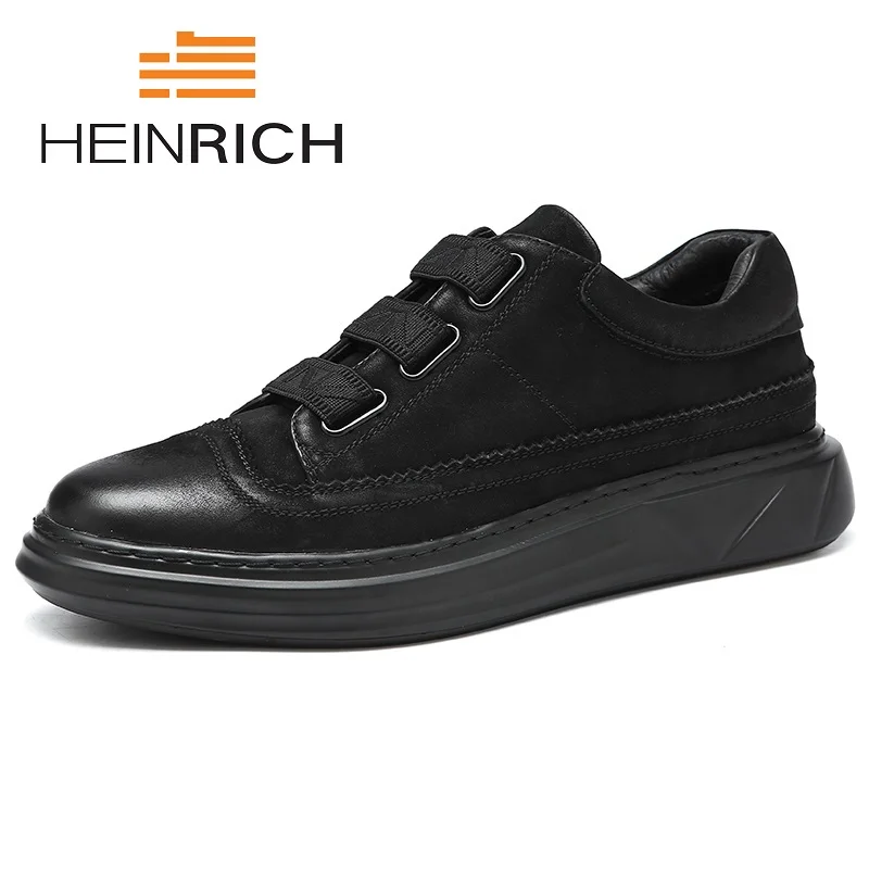 

HEINRICH New Spring/Autumn Men Shoes Breathable Black Casual Shoes Men Fashion Street Style Personality Men Shoes Kar Botu