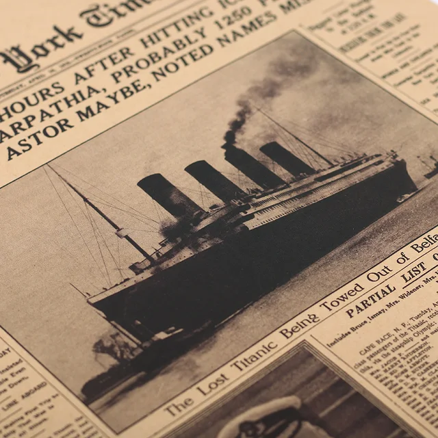TIE LER Classic The New York Times History Poster Titanic Shipwreck Old Newspaper Retro Kraft Paper Home Decoration