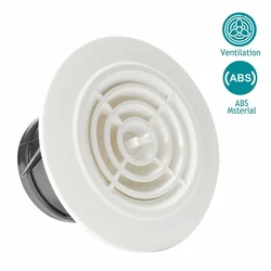 Round Air Vent ABS Louver Grille Cover Adjustable Exhaust Vent for Bathroom Office Ventilation Grid
