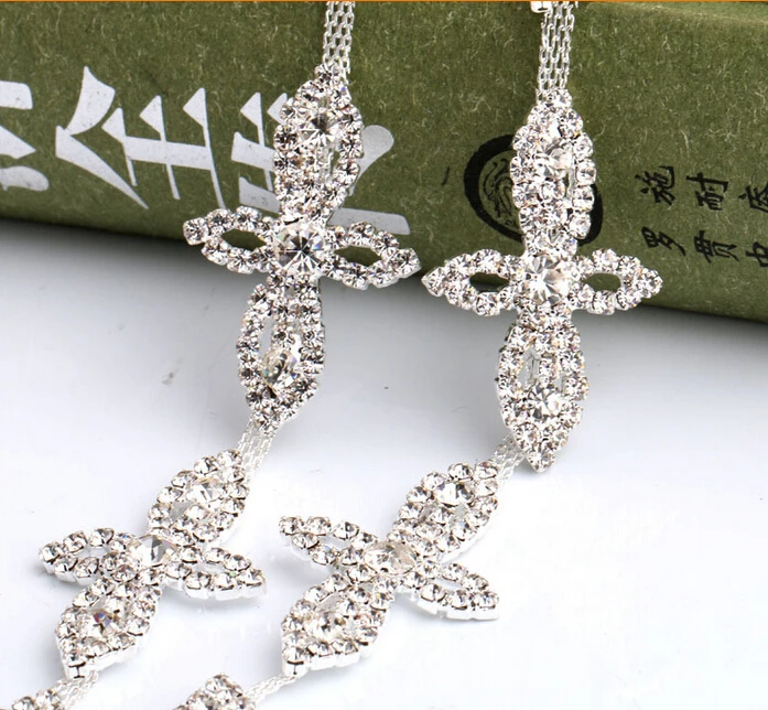 1Yard Rhinestone Crystal Silver Tone Chain Costume Applique Trims Sewing KW0156 | Дом и сад