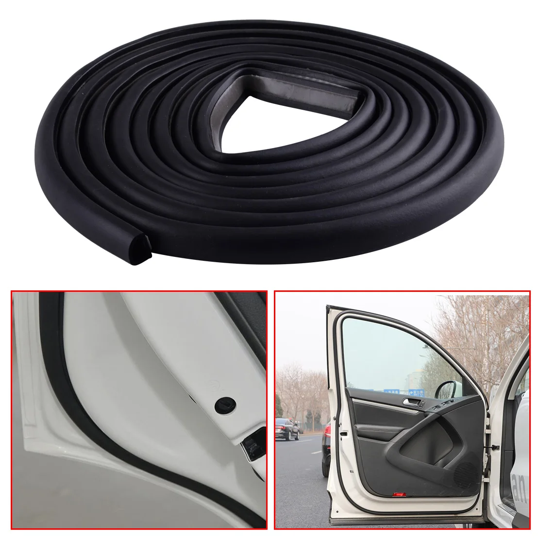 CITALL New 4m Universal Car Door Seal Strip Insulation Rubber Sloping D