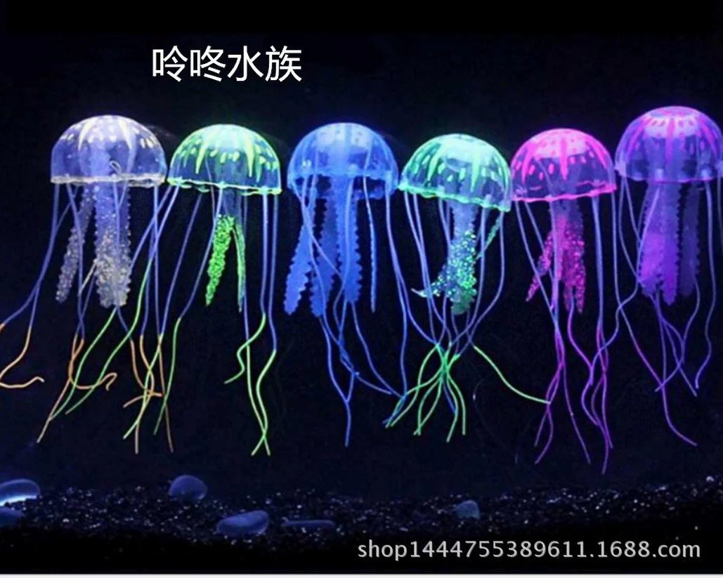 

6PCS/LOT Different Colors Emulation Jellyfish Pet Aquarium 0rnamental Ornament of Fish Tank Floating Fluorescent Jellyfish Vip