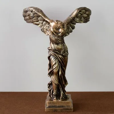 Древняя греческая статуя богини Виктории, Европейский орнамент из смолы, скульптура персонажа, ремесла, домашний офис, украшение для рабочего стола, статуэтка - Цвет: Коричневый