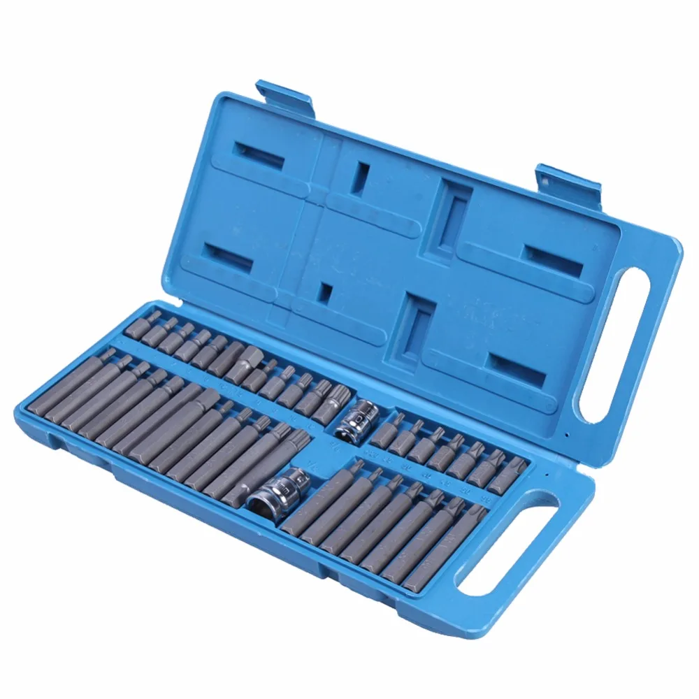 40Pc Torx Hex Star Spline Socket Bit Set 1/2" 3/8" Drive Power Tool