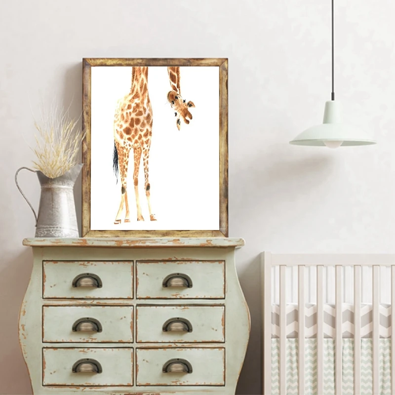 Постер с жирафом, печать на холсте для детской комнаты, украшение для детской комнаты