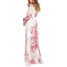 Womens Summer Plus Size Long Lantern Sleeve Chiffon Evening Party Maxi Dress Deep V-Neck Wrap Front High Waist Floral Printed Be Womens Summer Plus Size Long Lantern Sleeve Chiffon Evening Party Maxi Dress Deep V-Neck Wrap Front High Waist Floral Printed Be