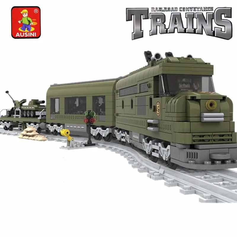 

Model building kits compatible with lego MILITARY TRAIN 764 pcs 3D blocks Educational model building toys hobbies for children