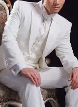 Fashion Style One Button Ivory Groom Tuxedos Groomsmen Men’s Wedding Prom Suits Bridegroom (Jacket+Pants+Vest+Tie) K:966