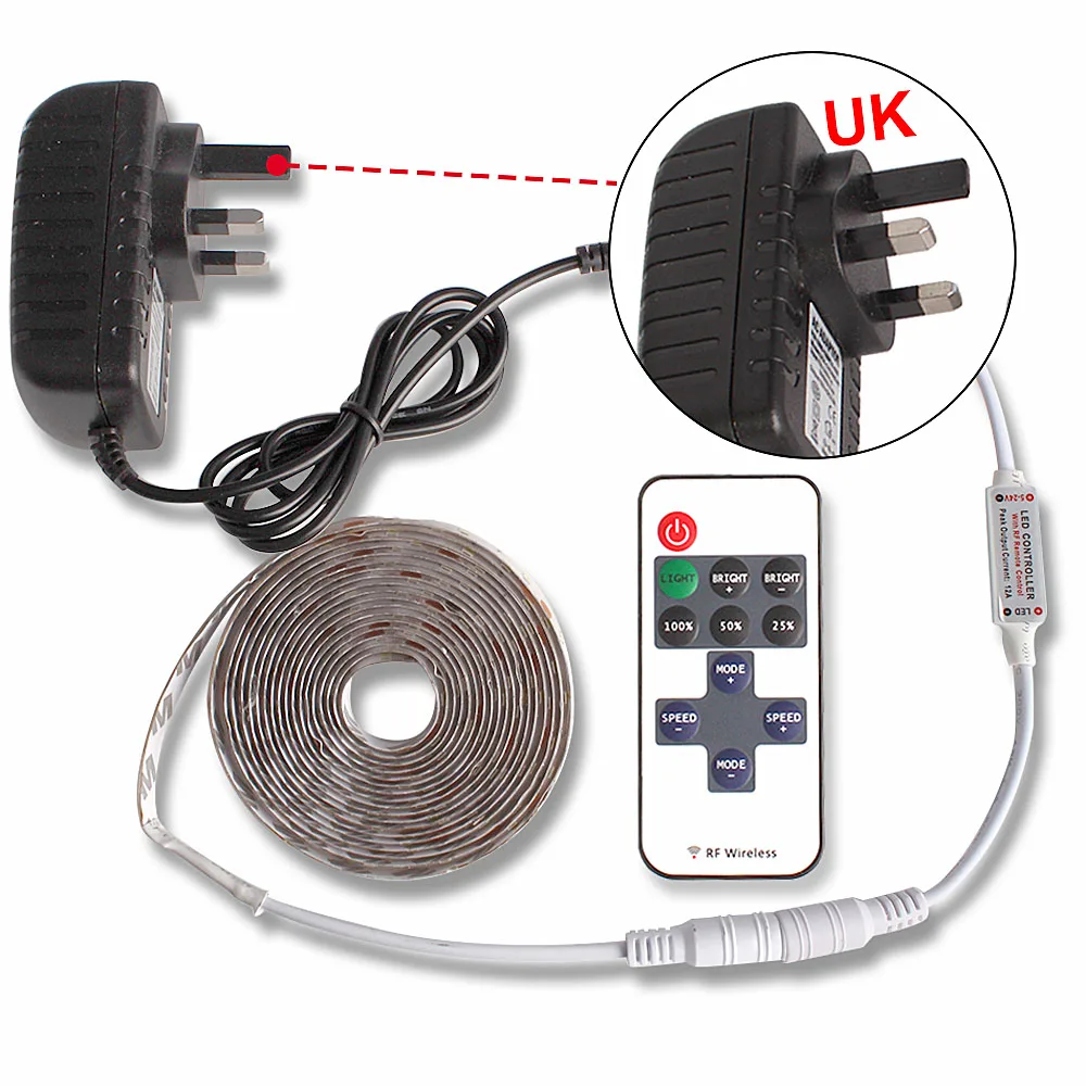 Диммер светодиодные полосы света лампы RF контроллер SMD2835 водонепроницаемый светодиодный свет 1 м 2 м 3 м 4 м 5 м гостиная кухня свет 12 в