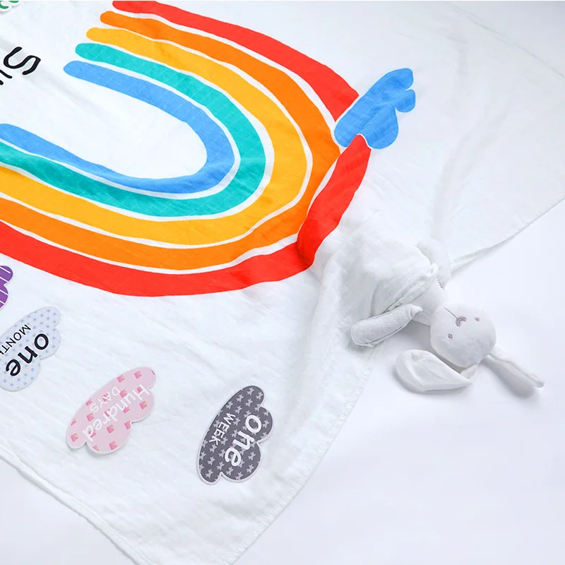 Online Muslin Hidup Rainbow 2 Lapisan Kain Kasa Membedung Selimut Lucu Baby Wrap Newborn Fashion DIY Bayi Fotografi Tonggak Selimut